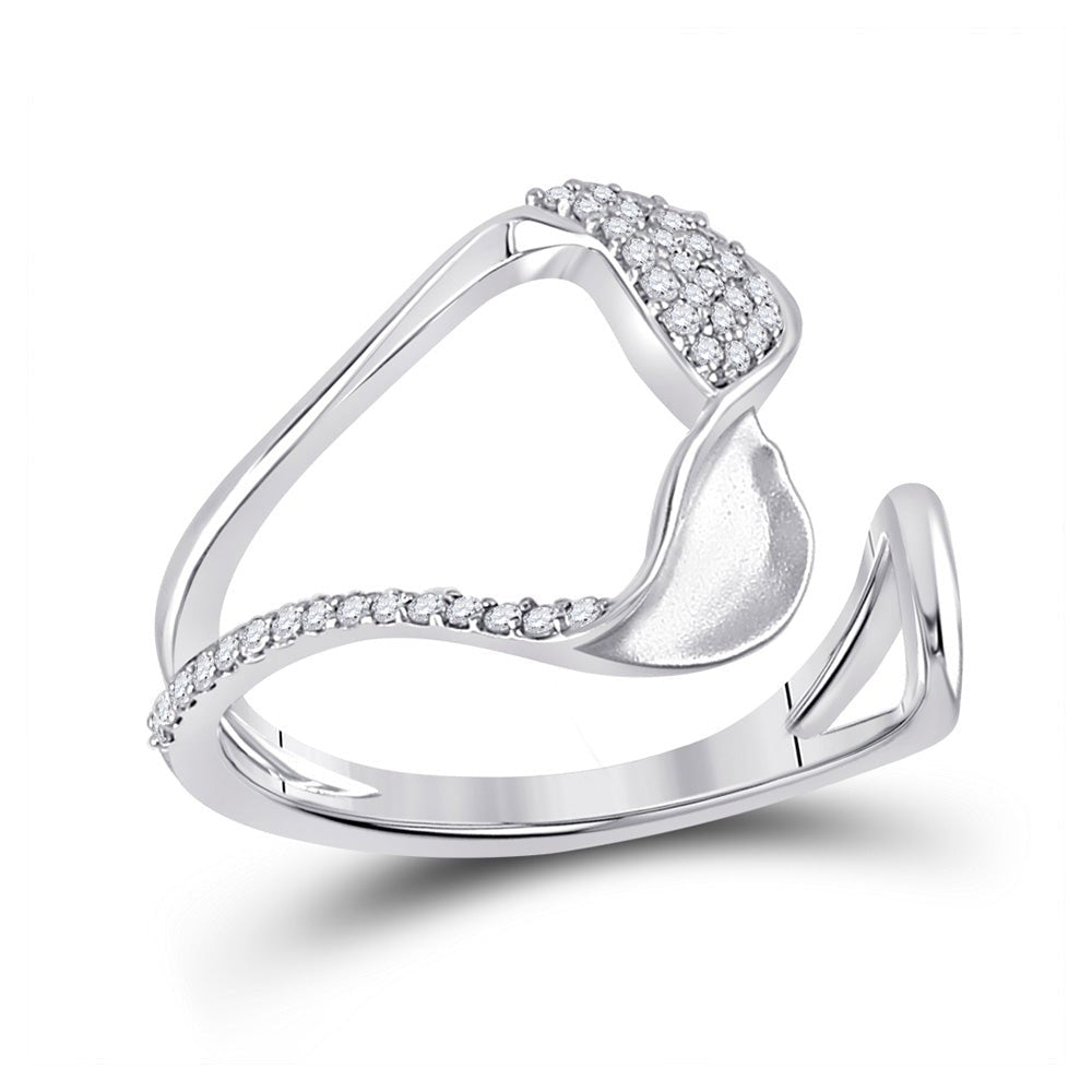 Diamond Fashion Ring | 14kt White Gold Womens Round Diamond Abstract Fashion Ring 1/5 Cttw | Splendid Jewellery GND