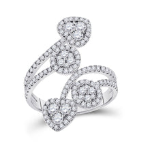 Load image into Gallery viewer, 14kt White Gold Heart-Shaped Diamond Bypass Cluster Ring - Top View