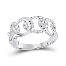 Load image into Gallery viewer, Radiant Elegance: 14kt White Gold Womens Round Diamond Curb Link Fashion Ring - Top View