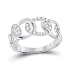 Radiant Elegance: 14kt White Gold Womens Round Diamond Curb Link Fashion Ring - Top View
