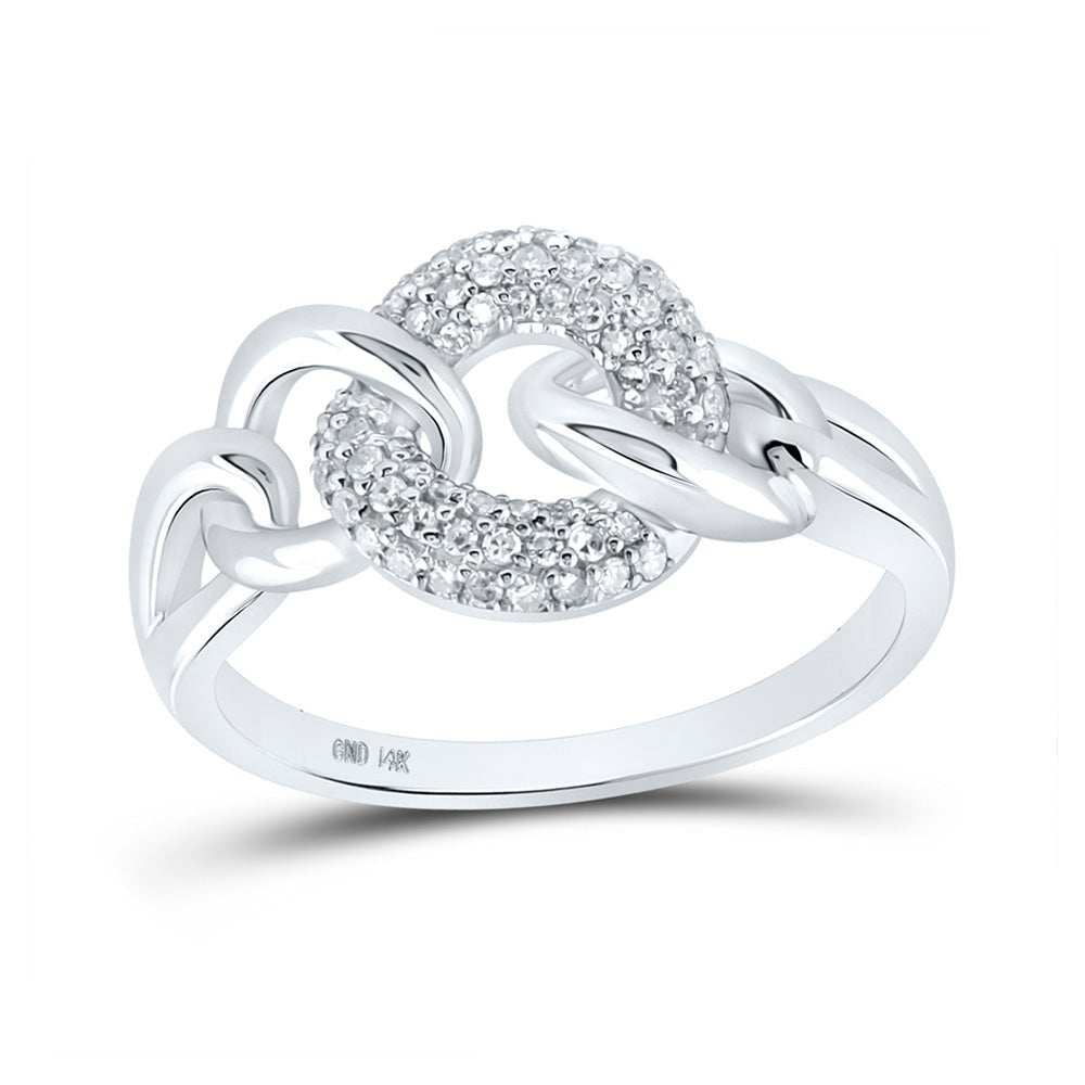 Diamond Fashion Ring | 14kt White Gold Womens Round Diamond Curb Link Ring 1/5 Cttw | Splendid Jewellery GND