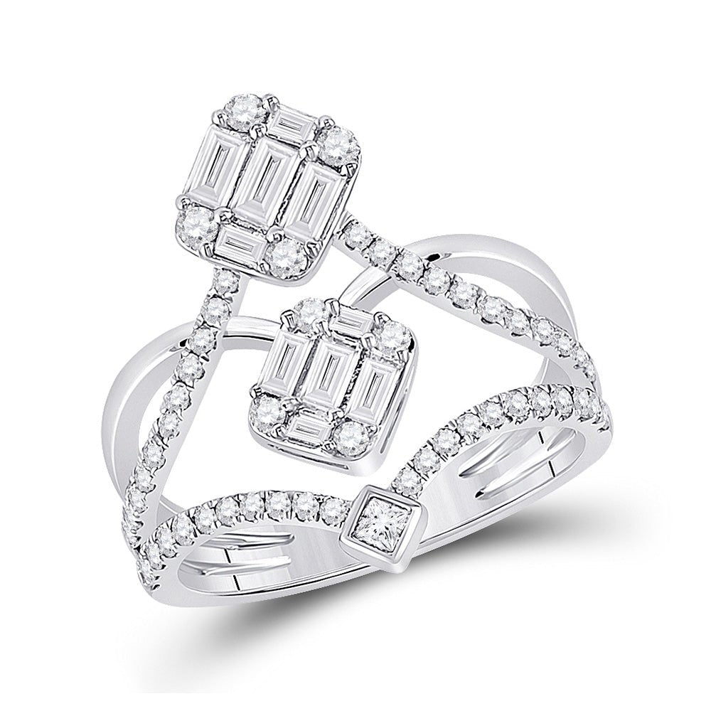 Diamond Fashion Ring | 14kt White Gold Womens Round Diamond Fashion Ring 1 Cttw | Splendid Jewellery GND