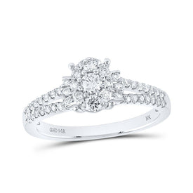 Radiant Brilliance: 14kt White Gold Womens Round Diamond Fashion Ring 1/2 Cttw - Top View