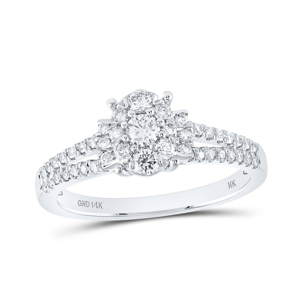 Diamond Fashion Ring | 14kt White Gold Womens Round Diamond Fashion Ring 1/2 Cttw | Splendid Jewellery GND