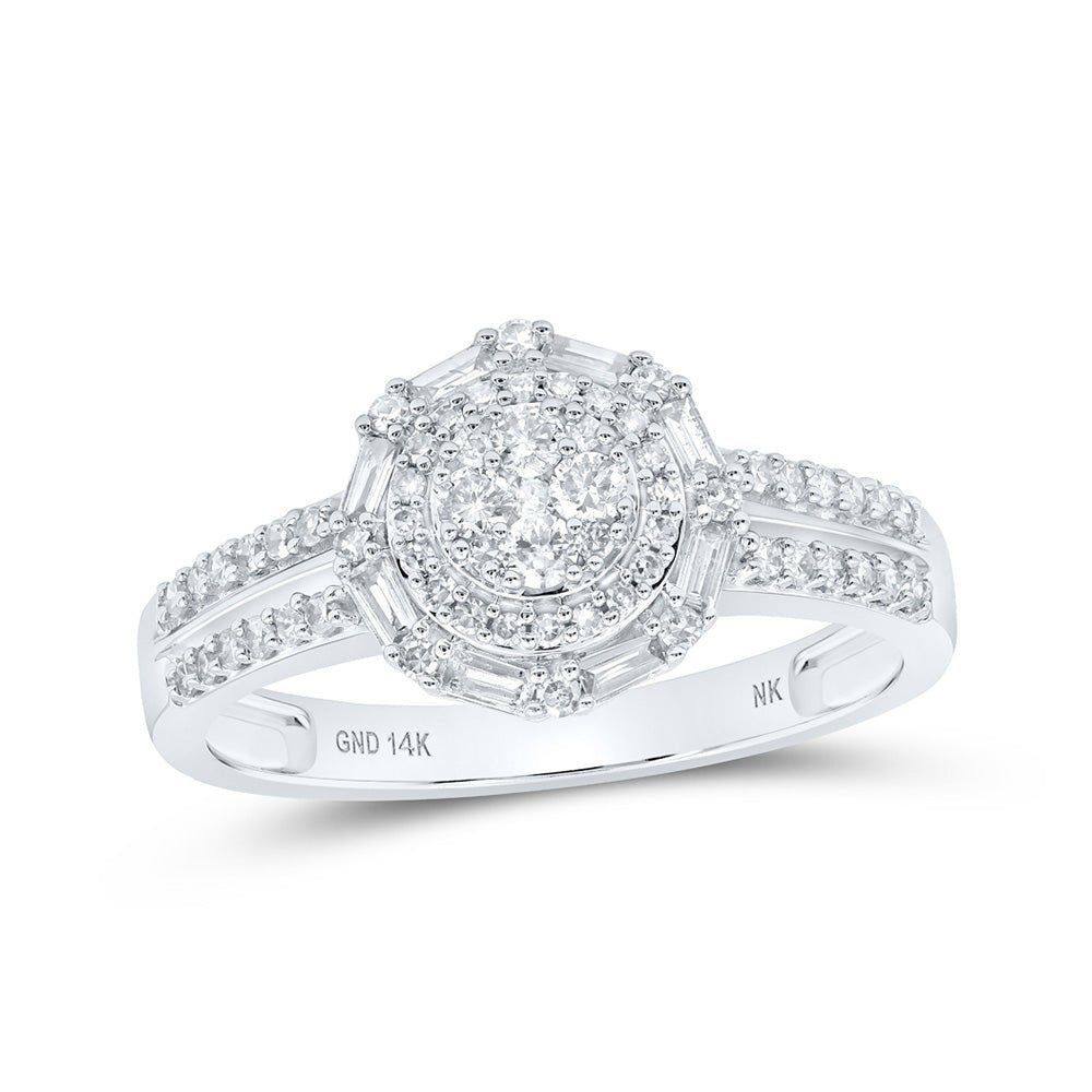 Diamond Fashion Ring | 14kt White Gold Womens Round Diamond Fashion Ring 3/8 Cttw | Splendid Jewellery GND
