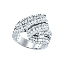 Load image into Gallery viewer, 14kt White Gold Diamond Elegance Fold Over Fashion Ring - Top View