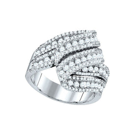 14kt White Gold Diamond Elegance Fold Over Fashion Ring - Top View