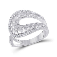 Load image into Gallery viewer, Mesmerizing White Gold Diamond Scale Fashion Ring - Top View