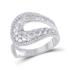 Mesmerizing White Gold Diamond Scale Fashion Ring - Top View