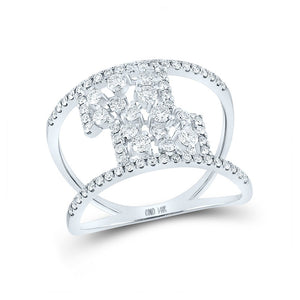 Diamond Fashion Ring | 14kt White Gold Womens Round Diamond Negative Space Fashion Ring 5/8 Cttw | Splendid Jewellery GND