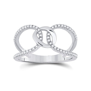 Diamond Fashion Ring | 14kt White Gold Womens Round Diamond Negative Space Link Fashion Ring 1/6 Cttw | Splendid Jewellery GND