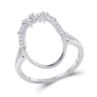 Scattered Brilliance: 14kt White Gold Oval Diamond Fashion Ring - Top View