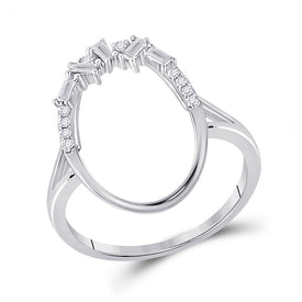 Scattered Brilliance: 14kt White Gold Oval Diamond Fashion Ring - Top View