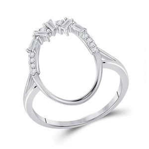 Diamond Fashion Ring | 14kt White Gold Womens Round Diamond Scattered Oval Ring 1/6 Cttw | Splendid Jewellery GND