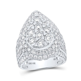 Dazzling Diamond Elegance: 14kt White Gold Teardrop Fashion Ring with 4 Cttw of Sparkling Brilliance - Top View