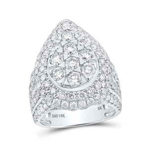 Diamond Fashion Ring | 14kt White Gold Womens Round Diamond Teardrop Fashion Ring 4 Cttw | Splendid Jewellery GND