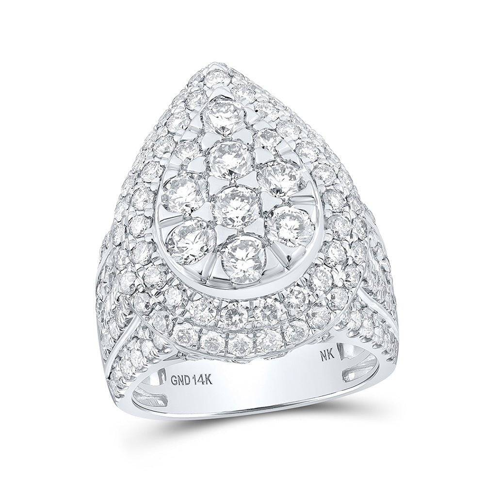 Diamond Fashion Ring | 14kt White Gold Womens Round Diamond Teardrop Fashion Ring 4 Cttw | Splendid Jewellery GND