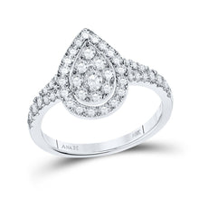 Load image into Gallery viewer, 14kt White Gold Diamond Teardrop Fashion Ring - Sparkling Elegance for Every Occasion - Top View