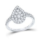 14kt White Gold Diamond Teardrop Fashion Ring - Sparkling Elegance for Every Occasion - Top View
