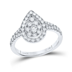 Diamond Fashion Ring | 14kt White Gold Womens Round Diamond Teardrop Ring 3/4 Cttw | Splendid Jewellery GND