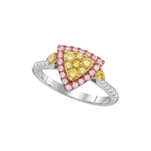 Load image into Gallery viewer, Captivating Triangle of Colors Diamond Fashion Ring - Top View