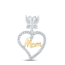 Heart of Love Diamond Pendant | 10kt Two-tone Gold Womens Round Diamond Mom Pendant 1/8 Cttw | Splendid Jewellery - Alternate view 1 from Splendid Jewellery