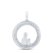 Load image into Gallery viewer, Eternal Love Diamond Circle Pendant Top view from the 10Kt White Gold Womens Round Diamond Circle Child Mom Pendant 1 5 Cttwpin212532 collection by Splendid Jewellery