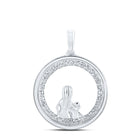 Eternal Love Diamond Circle Pendant Top view from the 10Kt White Gold Womens Round Diamond Circle Child Mom Pendant 1 5 Cttwpin212532 collection by Splendid Jewellery