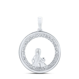 Eternal Love Diamond Circle Pendant Top view from the 10Kt White Gold Womens Round Diamond Circle Child Mom Pendant 1 5 Cttwpin212532 collection by Splendid Jewellery