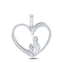 Load image into Gallery viewer, Eternal Love Diamond Heart Pendant Top view from the 10Kt White Gold Womens Round Diamond Heart Child Mom Pendant 1 5 Cttwpin212533 collection by Splendid Jewellery