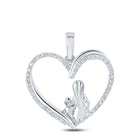 Eternal Love Diamond Heart Pendant Top view from the 10Kt White Gold Womens Round Diamond Heart Child Mom Pendant 1 5 Cttwpin212533 collection by Splendid Jewellery