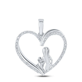 Eternal Love Diamond Heart Pendant Top view from the 10Kt White Gold Womens Round Diamond Heart Child Mom Pendant 1 5 Cttwpin212533 collection by Splendid Jewellery
