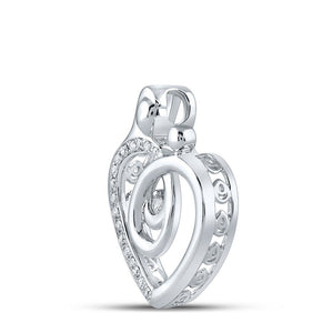 Diamond For Mom Pendant | 10kt White Gold Womens Round Diamond Heart Mom Pendant 1/8 Cttw | Splendid Jewellery GND