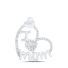 Load image into Gallery viewer, Heartfelt Love Diamond Pendant Top view from the 10Kt White Gold Womens Round Diamond I Heart Mom Pendant 1 4 Cttwpin230307 collection by Splendid Jewellery
