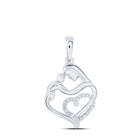 Heart of Love Diamond Pendant Top view from the 10Kt White Gold Womens Round Diamond Mom Child Heart Pendant 1 12 Cttwpin230383 collection by Splendid Jewellery