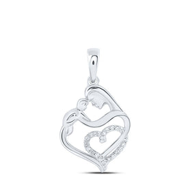 Heart of Love Diamond Pendant Top view from the 10Kt White Gold Womens Round Diamond Mom Child Heart Pendant 1 12 Cttwpin230383 collection by Splendid Jewellery