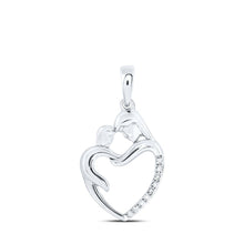 Load image into Gallery viewer, Heart of Love Diamond Pendant Top view from the 10Kt White Gold Womens Round Diamond Mom Child Heart Pendant 1 20 Cttwpin230384 collection by Splendid Jewellery