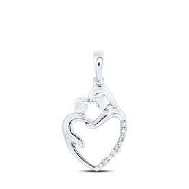 Heart of Love Diamond Pendant Top view from the 10Kt White Gold Womens Round Diamond Mom Child Heart Pendant 1 20 Cttwpin230384 collection by Splendid Jewellery