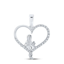 Load image into Gallery viewer, Heart of Love Diamond Pendant | 10kt White Gold Womens Round Diamond Mom Child Heart Pendant 1/5 Cttw | Splendid Jewellery Top view from the 10Kt White Gold Womens Round Diamond Mom Child Heart Pendant 1 5 Cttwpin212519 collection by Splendid Jewellery
