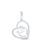 Heartfelt Love Diamond Pendant Top view from the 10Kt White Gold Womens Round Diamond Mom Child Heart Pendant 1 6 Cttwpin230344 collection by Splendid Jewellery