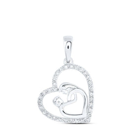 Heartfelt Love Diamond Pendant Top view from the 10Kt White Gold Womens Round Diamond Mom Child Heart Pendant 1 6 Cttwpin230344 collection by Splendid Jewellery
