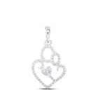 Heartfelt Love: 10kt White Gold Diamond Mom Child Pendant Top view from the 10Kt White Gold Womens Round Diamond Mom Child Heart Pendant 1 8 Cttwpin230327 collection by Splendid Jewellery