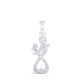 Heartfelt Love Diamond Pendant | 10kt White Gold Mother Child Heart Necklace 1/8 Cttw | Splendid Jewellery Top view from the 10Kt White Gold Womens Round Diamond Mom Child Heart Pendant 1 8 Cttwpin230352 collection by Splendid Jewellery