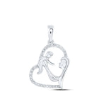 Eternal Love Diamond Heart Pendant Top view from the 10Kt White Gold Womens Round Diamond Mom Child Heart Pendant 1 8 Cttwpin230382 collection by Splendid Jewellery