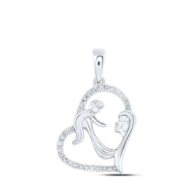 Eternal Love Diamond Heart Pendant Top view from the 10Kt White Gold Womens Round Diamond Mom Child Heart Pendant 1 8 Cttwpin230382 collection by Splendid Jewellery