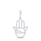 10kt White Gold Diamond Mom Hamsa Pendant: A Radiant Symbol of Love and Protection Top view from the 10Kt White Gold Womens Round Diamond Mom Hamsa Pendant 1 3 Cttwpin230319 collection by Splendid Jewellery