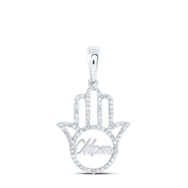 10kt White Gold Diamond Mom Hamsa Pendant: A Radiant Symbol of Love and Protection Top view from the 10Kt White Gold Womens Round Diamond Mom Hamsa Pendant 1 3 Cttwpin230319 collection by Splendid Jewellery