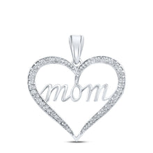 Load image into Gallery viewer, Eternal Love Diamond Heart Pendant Top view from the 10Kt White Gold Womens Round Diamond Mom Heart Pendant 1 10 Cttwpin212147 collection by Splendid Jewellery