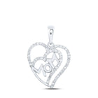 Heartfelt Love Diamond Pendant Top view from the 10Kt White Gold Womens Round Diamond Mom Heart Pendant 1 3 Cttwpin230198 collection by Splendid Jewellery