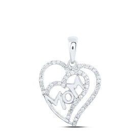 Heartfelt Love Diamond Pendant Top view from the 10Kt White Gold Womens Round Diamond Mom Heart Pendant 1 3 Cttwpin230198 collection by Splendid Jewellery